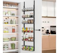 Churboro Étagère de rangement pour garde-manger avec 6 paniers réglables, 6 niveaux, étagère à épices à double usage - Étagère à épices suspendue ou murale - Organiseur de porte de garde-manger, noir