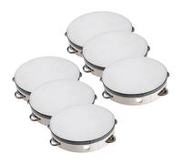 Church Tambourine, Handheld Drum Tambourine, Set of 6 Percussion Musical Instruments for Worship, KTV, Recreational Gatherings, Parties, and Dance Events, 5.91 inches, White