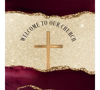 Church Visitor Guest Book - Welcome to Our Church: Sign In Log Book to Track Church Visitors, Elegant Unique Gold Burgundy Design, Large Size 8,25"x11" Hardcover