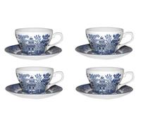 Churchill Blue Wollow Lot de 4 tasses à thé et 4 soucoupes Fabriqué en Angleterre