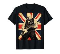 Churchill Vintage Jouant de la Guitare Devant l'Union Jack T-Shirt