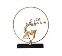CHURICH-E Ornamenten, Ornement de Bureau créatif en cuivre Pur représentant Un cerf et des Fleurs Prunier, idéal for Le Salon, Woondecoratie(Gold,L)