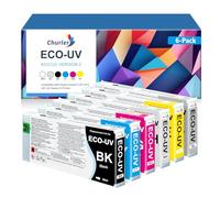 Churler EUV2 Lot de 6 cartouches d'encre compatibles avec Roland VersaUV LEF-12/20/300 & LEC-330 Series 220 ml ECO-UV Version 2, Plug & Play, durcissement durable sur verre/métal, CMJK + blanc +