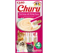 CHURU-Friandise en crème pour chat thon avec saveur crevette Inaba Ciao Churu - 4 x 14 g