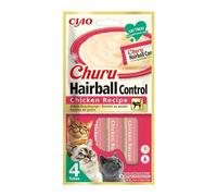 Churu Hairball Control - Friandises pour Chats pour la prévention des Boules de Poils, Favorise Une Digestion Saine, Poulet (4x14g)