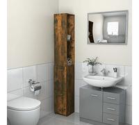 Chusui Armoire de salle de bain, meubles de salle de bains, meuble de salle de bain, meuble haut de bain, contreplaqué chêne fumé 25 x 25 x 170 cm