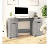 Chusui Bureau avec armoire latérale, bureau, secrétaire, bureau, table d'étude, bureaux pour jeunes, bureau en contreplaqué gris sonoma