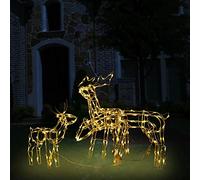 Chusui Éclairage de Noël avec rennes 3 pièces 229 LED, rennes de Noël LED, figurines de Noël extérieur, figurine de renne, ornement lumineux, lumières de naissance intérieures,