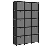 Chusui Étagère de 15 cubes, bibliothèque, bibliothèque, bibliothèque, bibliothèque, bibliothèque, armoire de bureau, étagère pour livres, avec boîtes en tissu noir, 103 x 30 x 175,5 cm