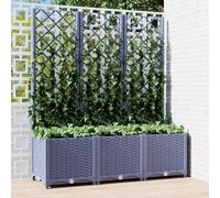 Chusui Jardinière avec Treillis Gris foncé 120x40x136 cm PP,Jardinières,Jardinieres Exterieur,Bac Jardiniere,Bac à Fleurs Extérieur,Jardinieres Balcon