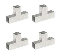 Chusui Lot de 4 connecteurs de poteau en bois - Connecteur de poteau - Coin de poteau - Connecteur de poutre - En forme de T - En métal galvanisé - 71 x 71 mm