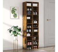 Chusui Meuble à chaussures, étagères modernes, meuble d'entrée, meuble d'entrée, armoire à chaussures, meuble étroit, bois contreplaqué chêne fumé 54 x 34 x 183 cm