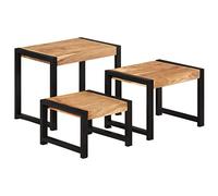 Chusui Table d'appoint 3 pièces, petite table, table à café, table basse, table de salon, table de salon, table en bois massif avec finition palissandre