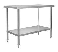 Chusui Table de travail pour cuisine, table de cuisine commerciale, étagère en acier inoxydable de cuisine, table en acier inoxydable, 120 x 60 x 85 cm