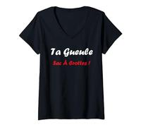 Chut Humour sac à crottes ferme ta gueule T-Shirt avec Col en V