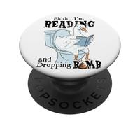 Chut, Je lis et Je largue Bomb Goose PopSockets PopGrip Adhésif