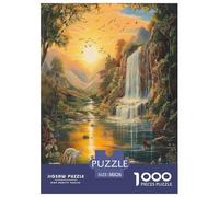 Chute d'eau Soleil Couchant | Nature Puzzle 1000 Pièces, Défi Difficile Jouet Interactif pour Adultes Et Enfants Jeu Éducatif Décor Mural & Cadeau Premium 38x26cm/1000pcs