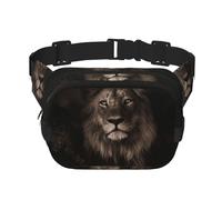 Chute du Lion en 3D,Sac Banane carré Double Couche, Sac de Poitrine