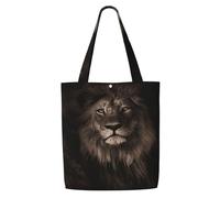 Chute du lion en 3D，Sacs d'épicerie réutilisables, sacs fourre-tout de grande capacité, sac à bandoulière en toile
