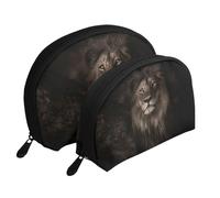 Chute du Lion modèle 3D, Trousse de Maquillage Coquille Femme Petit Porte-Monnaie Trousse de Toilette Trousse à cosmétiques 2 pièces