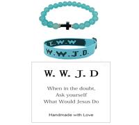 CHUU YUNG WWJD Bracelets « What would Jesus Do » - Bracelet d'amitié tressé assorti - Bracelet de protection religieux chrétien - Bijoux de protection pour femmes, hommes, couples, M, Résine, Pas de