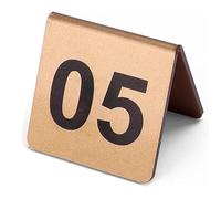 CHUXIBA Numéros de table de restaurant 1 à 100, affichage recto verso des numéros, numéros de table de style tente en acrylique doré, plaque d'immatriculation de restaurant/Gold/1 to 25