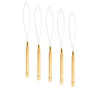 ChuYiElegance 5 Pièces File-aiguille En Bois Crochet Perles Aiguille Boucle Outil Filaire Accessoires Couture Insertion Fil Acier Bois Adapté Rallonges Cheveux Perl, Ensemble A