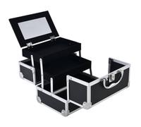 ChuYiElegance Professional Makeup Case Mallette Maquillage Boîte Cosmétiques Coffret Pinceaux avec Miroir Intégré Structure Rigide Antichoc Protégés Rails de, Style Coréen, Array, Noir