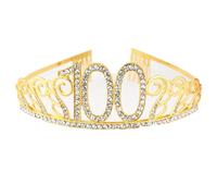 CHUYIX Couronne d'anniversaire dorée à 100 chiffres Happy Birthday avec peigne en strass et cristal - Serre-tête avec chiffre - Pour anniversaire, fête, accessoires (40#)
