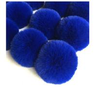 CHUYIX Lot de 10 Boules en Peluche - Fourrure de Lapin Synthétique - Pompons Moelleux pour Chapeaux, Sacs, Écharpes - 6 cm - Bleu Roi
