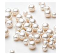CHUYIX Lot de 120 perles artificielles blanches en plastique avec trou - Pour travaux manuels, bracelets, chaînes à hall, fabrication de bijoux, décoration de mariage