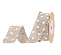 CHUYIX Ruban enroulé en forme de cœur - 25 mm de large - Ruban en tissu - Cadeau de Saint-Valentin - Ruban imprimé d'amour - Pour Saint-Valentin, fête, artisanat - Emballage cadeau - Accessoires de