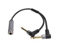 ChuyTrading Câble adaptateur stéréo femelle 6,35 mm vers double mono 6,35 mm, convertisseur séparateur audio avec connecteurs plaqués or et boîtier en alliage d’aluminium, pour amplificateur,
