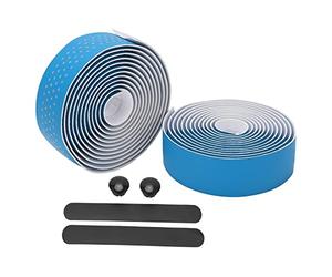 ChuyTrading Ruban de guidon de vélo, enveloppe de guidon pour vélo de route avec embouts, ruban de guidon antidérapant pour le cyclisme, poignée en PU et EVA confortable avec design perforé (Bleue)