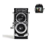 Chuzhao Appareil Photo Numérique Vintage avec Réglage de L'heure, Portable TLR Style Rétro 1080P FHD Vidéo 12MP Photos Autofocus Mini Digital Camera avec Carte de 16Go pour Débutants Adolescents, Noir