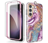 Chvelop Coque pour Samsung S23 Plus avec Protecteur d'écran & Protecteur de caméra, TPU Antichoc Protection à 360°, Brillante Motif Résistant à la Décoloration Coque pour Galaxy S23+ Plus, Violet