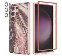 Chvelop Coque pour Samsung S23 Ultra avec Pare-Chocs [sans Film Protecteur] + Protection Caméra, TPU Antichoc Coques pour Galaxy S23 Ultra, Brillante Résistante à la Décoloration Motif étuis, Noir