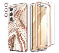 Chvelop Coque pour Samsung S23 avec Protecteur d'écran + Protection Caméra, TPU Résistant aux Chocs Protection à 360°, Coque pour Galaxy S23 Brillante Motif Résistant à la Décoloration étuis, Or Rose