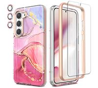Chvelop Coque pour Samsung S23 Plus avec Protecteur d'écran & Protecteur de caméra, TPU Antichoc Protection à 360°, Brillante Motif Résistant à la Décoloration Coque pour Galaxy S23+ Plus, Rose