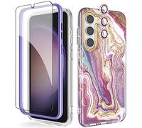 Chvelop Coque pour Samsung S23 Plus avec Protecteur d'écran & Protecteur de caméra, TPU Antichoc Protection à 360°, Brillante Motif Résistant à la Décoloration Coque pour Galaxy S23+ Plus, Violet