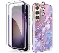 Chvelop Coque pour Samsung S23 Plus avec Protecteur d'écran & Protecteur de caméra, TPU Antichoc Protection à 360°, Brillante Motif Résistant à la Décoloration Coque pour Galaxy S23+ Plus, Violet