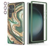 Chvelop Coque pour Samsung S23 Ultra avec Pare-Chocs [sans Film Protecteur] + Protection Caméra, TPU Antichoc Coques pour Galaxy S23 Ultra, Brillante Résistante à la Décoloration Motif étuis, Vert