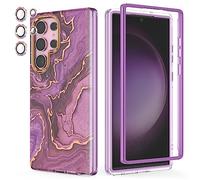 Chvelop Coque pour Samsung S23 Ultra avec Pare-Chocs [sans Film Protecteur] + Protection Caméra, TPU Antichoc Coques pour Galaxy S23 Ultra, Brillante Résistante à la Décoloration Motif étuis, Violet