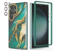 Chvelop Coque pour Samsung S23 Ultra avec Pare-Chocs [sans Film Protecteur] + Protection Caméra, TPU Antichoc Coques pour Galaxy S23 Ultra, Brillante Résistante à la Décoloration Motif étuis, Vert