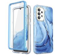 Chvelop Coque Samsung A33 5G avec Protecteur d'écran Coque Intégrale Samsung A33 [Résistant Décoloration et Jaunissement] Brillant TPU Coque 360 Antichoc pour Samsung Galaxy A33 (6,4 Pouces) Bleu