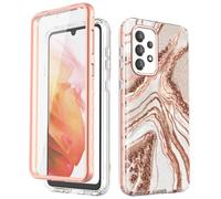 Chvelop Coque Samsung A33 5G avec Protection d'écran, Coque Samsung A33 Protection à 360 Degrés [Anti-décoloration] Fantaisie Brillant Antichoc Anti-Rayures TPU Coque Galaxy A33 (6,4 Pouces) Or Rose