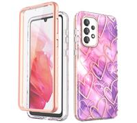 Chvelop Samsung A33 5G Protection à 360 Degrés Coque avec Protecteur d'écran, Coque Samsung A33 [Résistant à la Décoloration] Brillant Antichoc Anti-Rayures TPU Coques Galaxy A33 (6,4 Pouces) Coeur