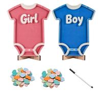 Chvsuxn Lot de 2 tableaux de vote pour révélation du sexe de bébé avec support, pot de vote pour fille ou garçon, plateau de jeu pour deviner le sexe de bébé