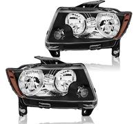 Chwqfuhf Phare Avant Ensemble Phares Compatibles Avec Pour Jeep Pour Grand 2011-2013 Et Pour Cherokee 2011-2017(1pair Black Amber)