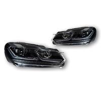 Chwqfuhf Phare Avant Ensemble Phares LED DRL Hid Bi Xénon Pour VW Pour Golf 6 2009-2012 Accessoires Automobiles(Left Hand Drive All LED Silver)